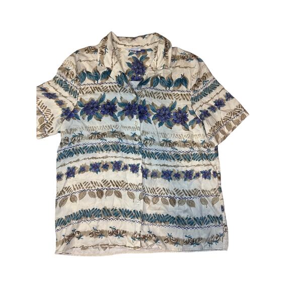 90s Alfred Dubner short‎ sleeve floral button up - Picture 1 of 4